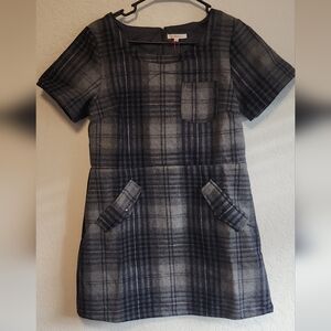 Plaid Midi Dress - Gray